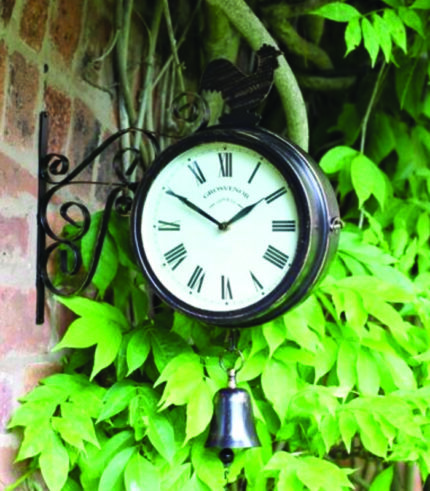 Garden Wall Station Clock Ornament double sided Bracket Rust Copper Effect